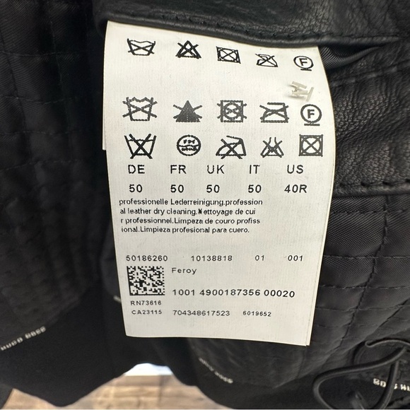 BOSS Hugo Boss 100% Goat Skin Leather Biker Jacket Men Size 40R NWOT - Picture 13 of 16